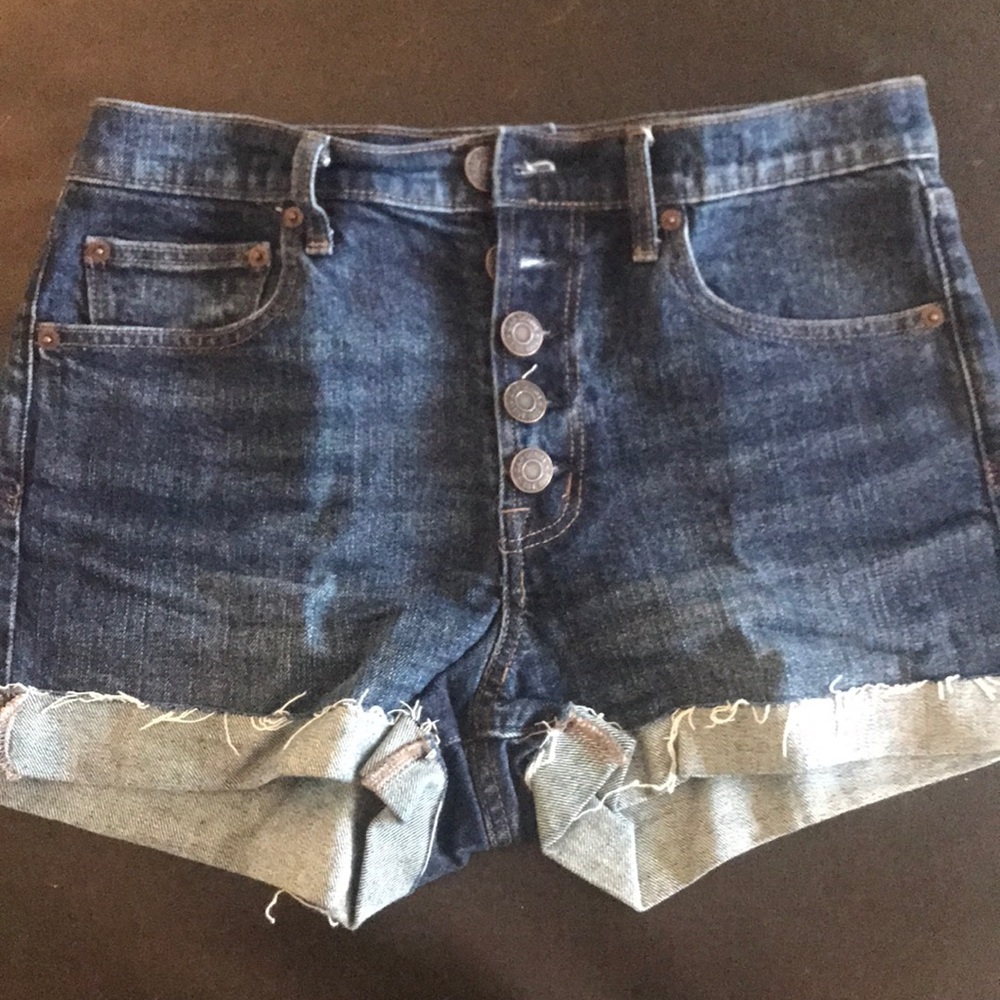 Gap high rise button front jean shorts